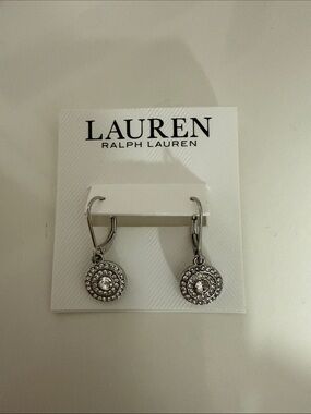 Lauren Ralph Lauren Silver Crystal Halo Drop Earrings